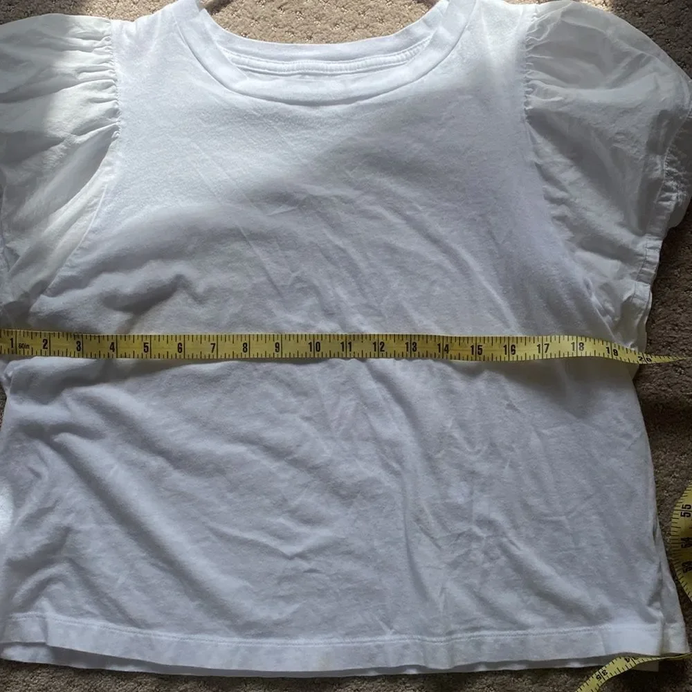 Old Navy White Puff Sleeve Women's Top Size Large.